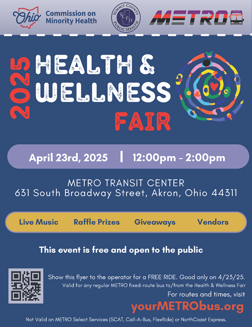 April 23 Health & Wellness fair. 631 S. Broadway Akron 44311